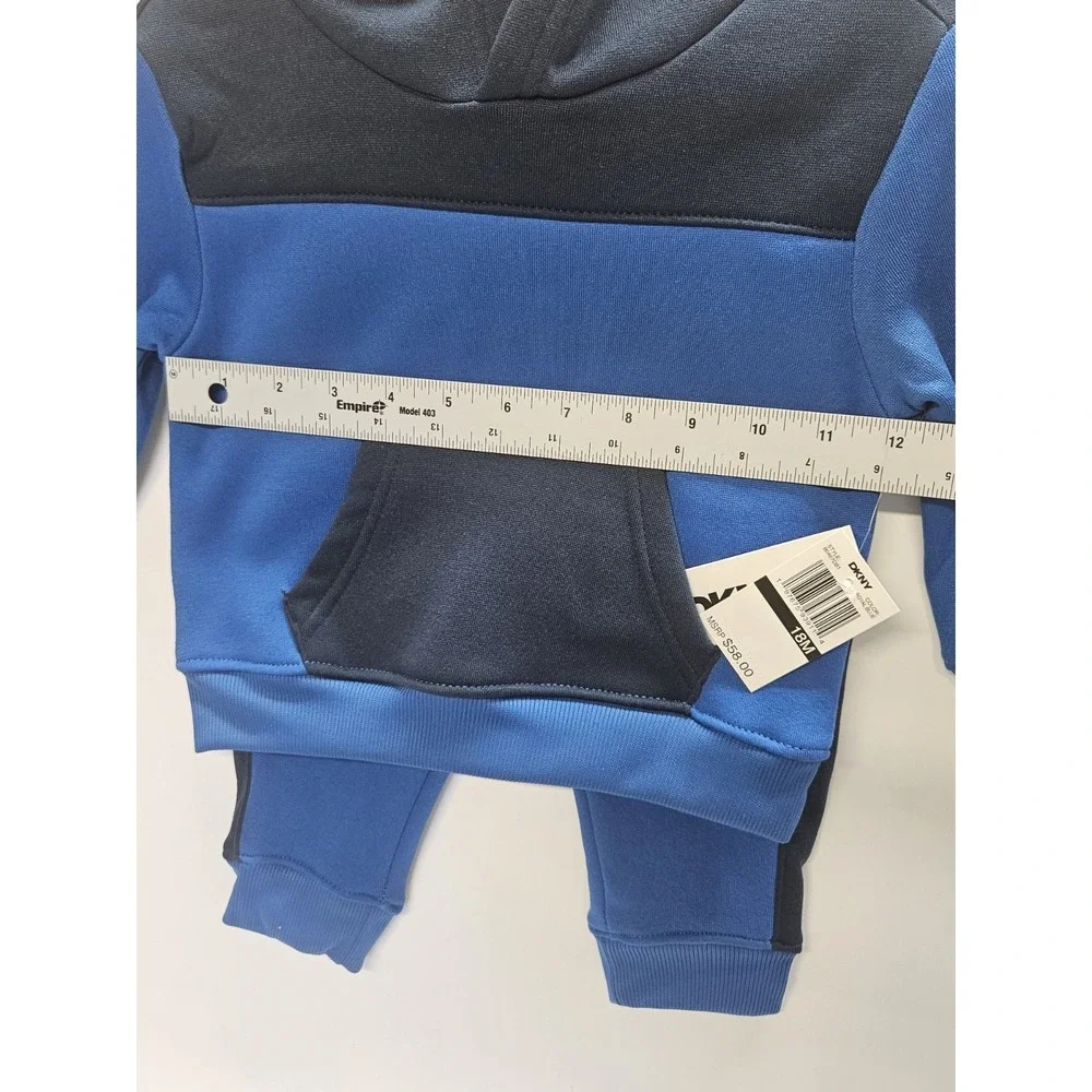 DKNY 18 M, Set Of 3, Blue Pull Over Hoodie/Blue Pants/ Crew Neck White T Shirt - Picture 7 of 12